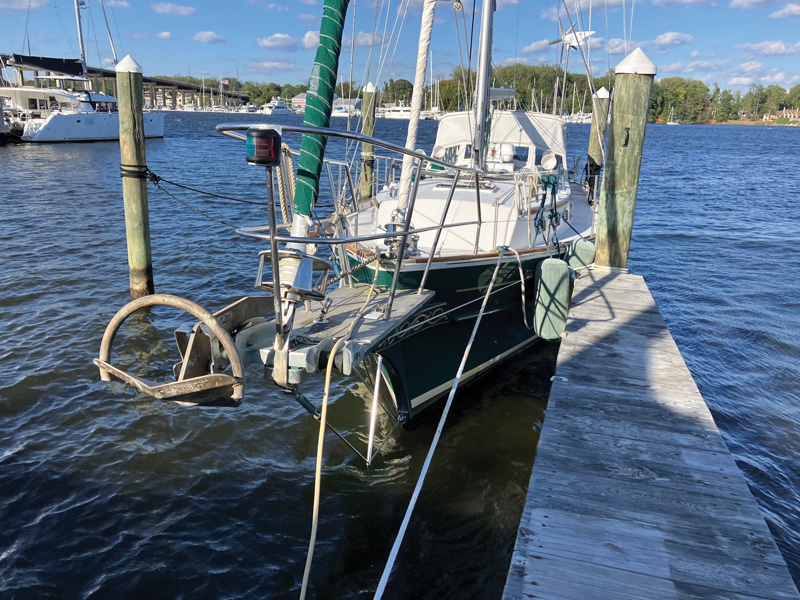 sailboat in marina slip